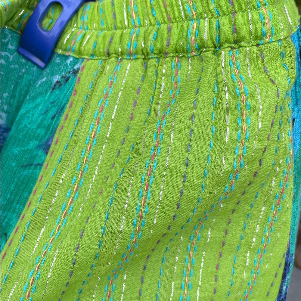 metallic, striped and floral and paisley, matchstick gauze skirt - Picture 4 of 8